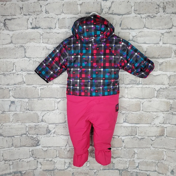 Roxy Sweet Pea One Piece Snowsuit Size  9M NWT Pink Plaid - Picture 7 of 16